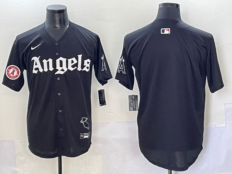 Men 2025 Los Angeles Angels Blank Black Five generations Joint Name Nike MLB Jersey style 3